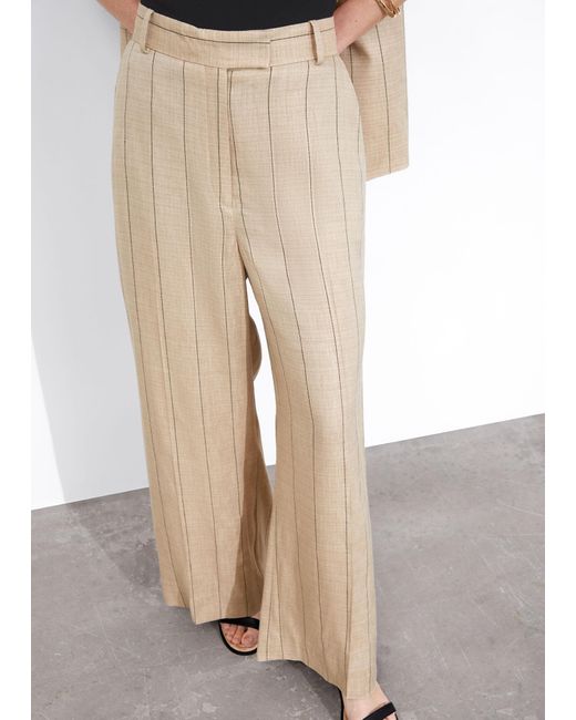 & Other Stories White Wide Linen-blend Trousers