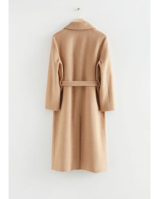 & Other Stories Natural Single-breasted Belted Coat