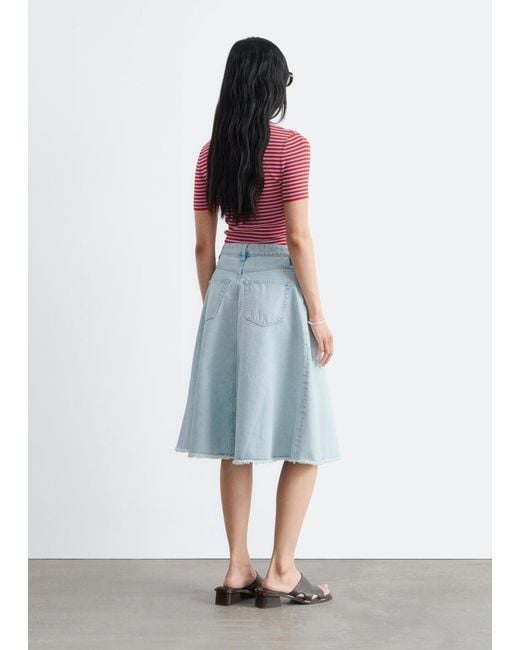 & Other Stories White Raw-Edge Denim Skirt