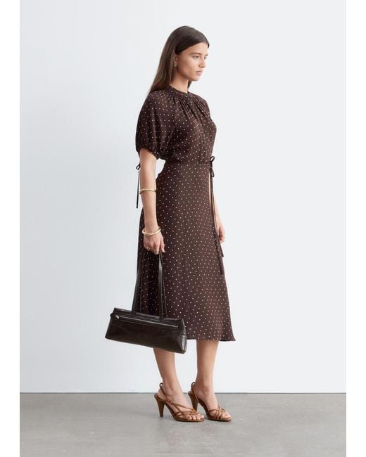 & Other Stories Brown Tie-Waist Midi Dress