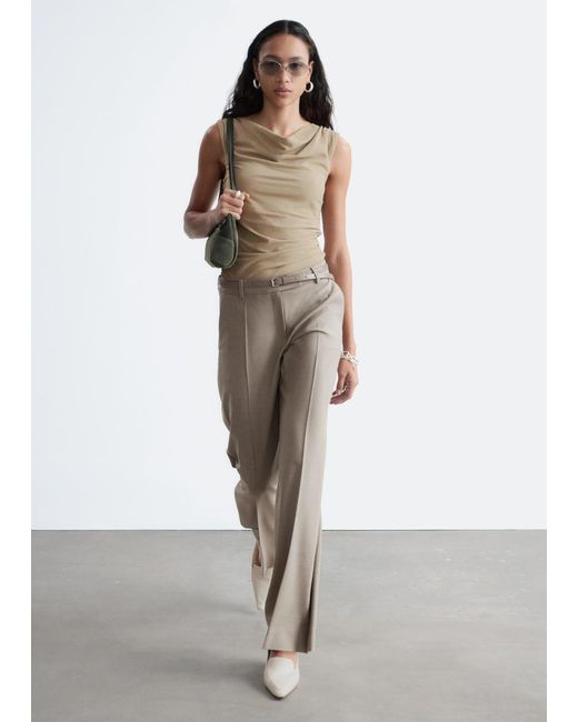 & Other Stories Natural Draped Cowl-Neck Top