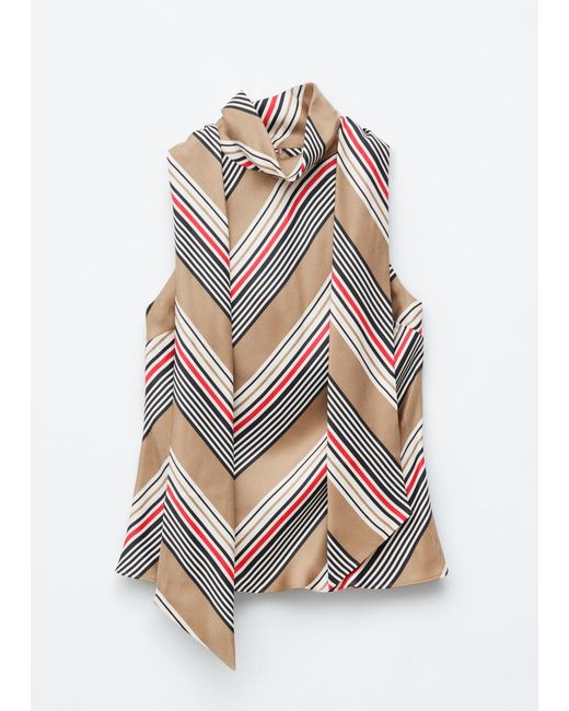 & Other Stories White Scarf-Neck Silk Top