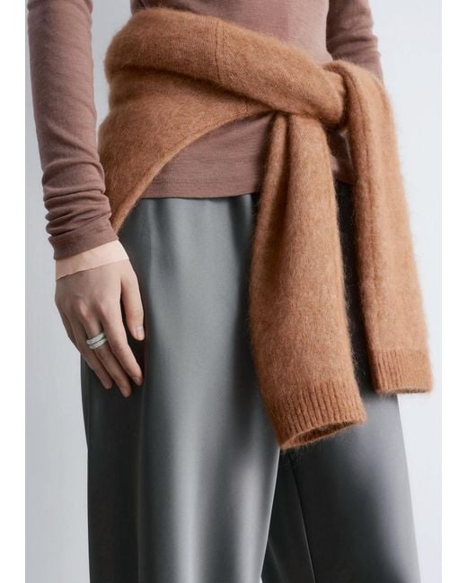 & Other Stories Gray Drawstring Satin Trousers