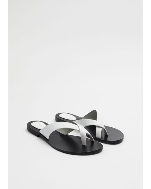 & Other Stories White Leather Thong Sandal
