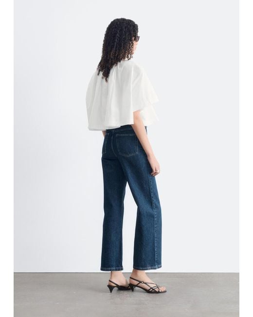 & Other Stories Blue Cropped Wide-Leg Jeans