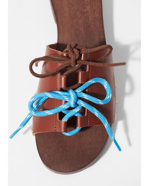 & Other Stories Brown Lace-Up Clog Sandals