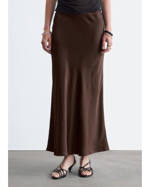 & Other Stories Brown Satin Maxi Skirt