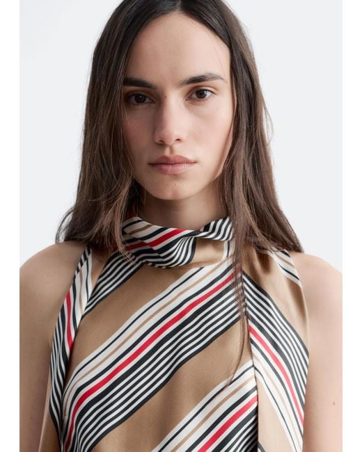 & Other Stories White Scarf-Neck Silk Top