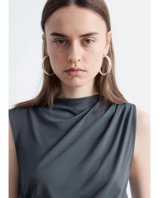 & Other Stories White Draped Jersey Top