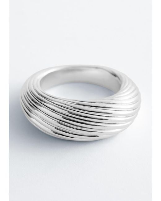 & Other Stories White Fluted Ring