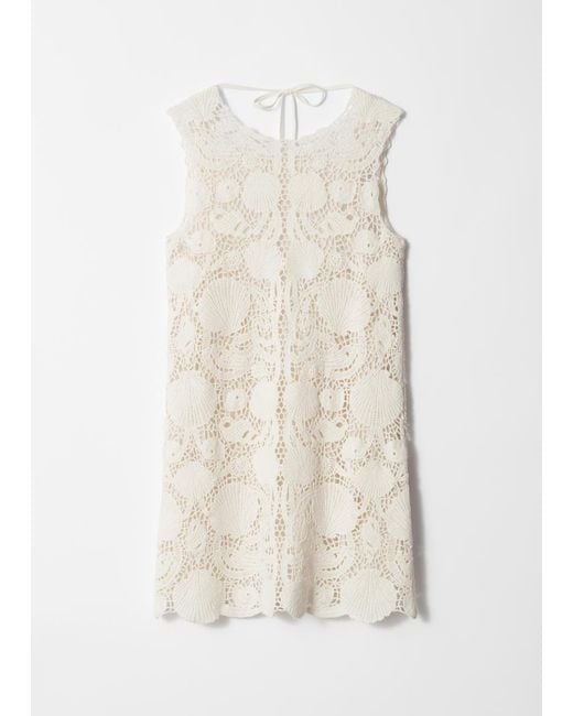 & Other Stories Natural Crochet Mini Dress