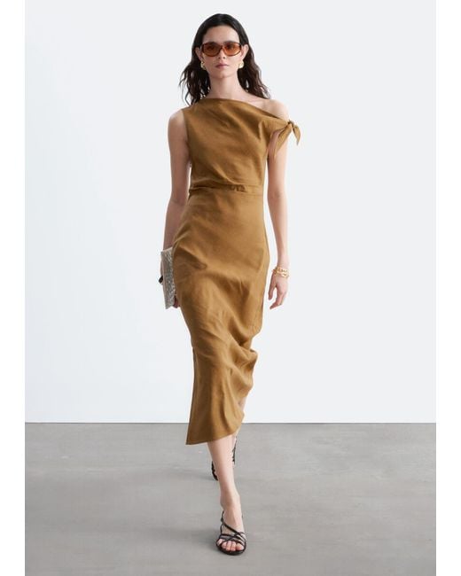 & Other Stories White Asymmetric Midi Dress