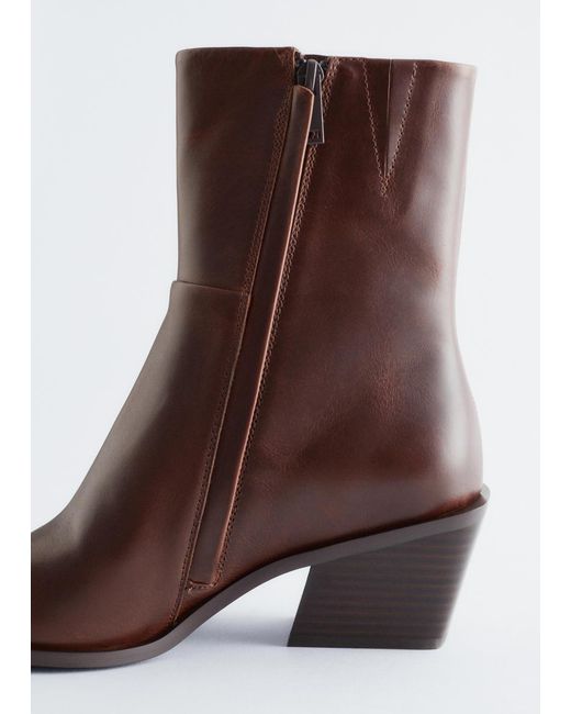 & Other Stories Black Sleek Leather Cowboy Boots