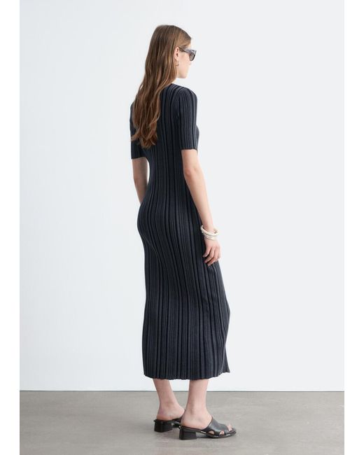 & other stories rib knit midi dress & Other Stories Rib-Knit Midi Dress in Blue