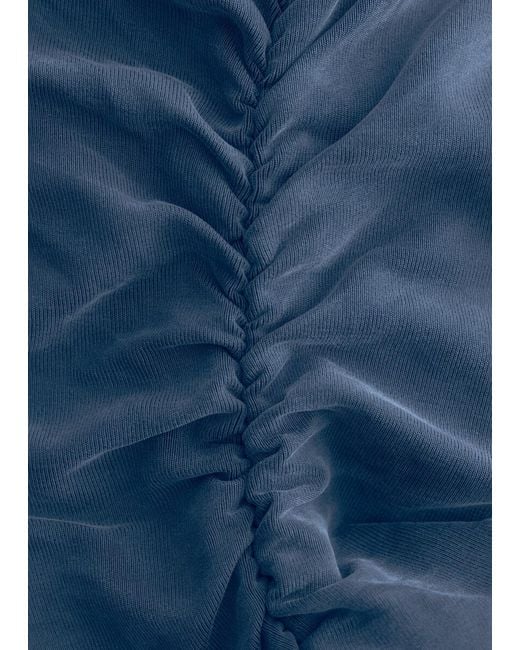 & Other Stories Blue Ruched Raglan Midi Dress