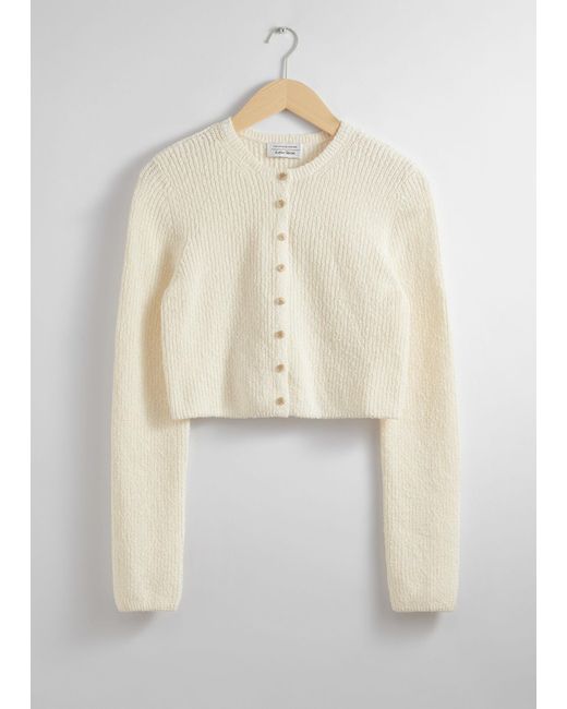 & Other Stories Natural Cropped Rib-knit Cardigan