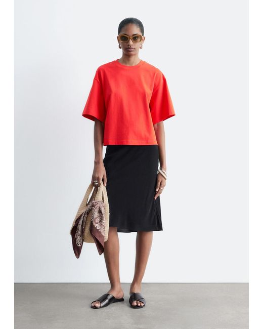 & Other Stories Red Boxy Cotton T-Shirt