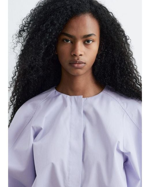 & Other Stories Blue Volume-Sleeve Cotton Blouse