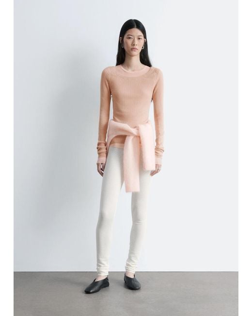 & Other Stories White Boat-Neck Rib-Knit Top