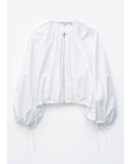& Other Stories White Cotton Poplin Zip-Front Blouse