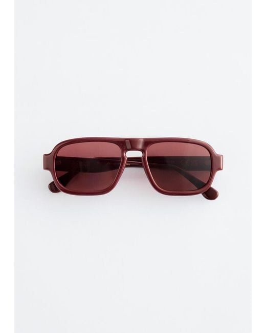 & Other Stories Brown Square-Frame Aviator Sunglasses