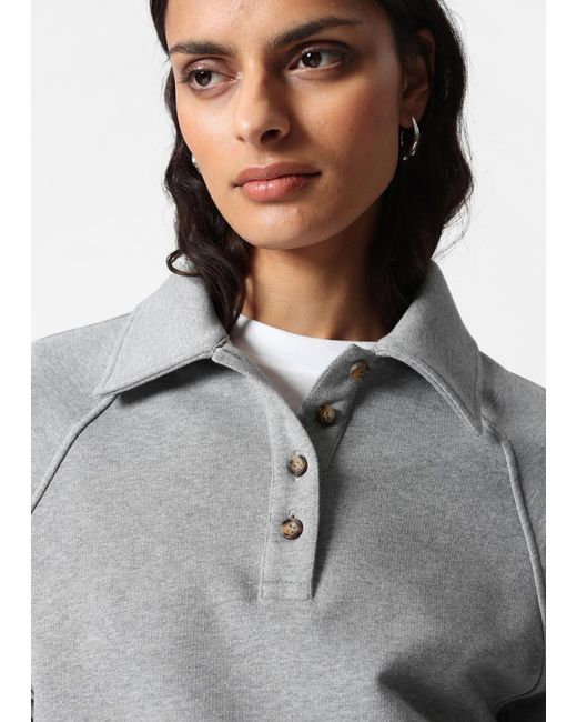 & Other Stories Gray Collared Polo Sweatshirt