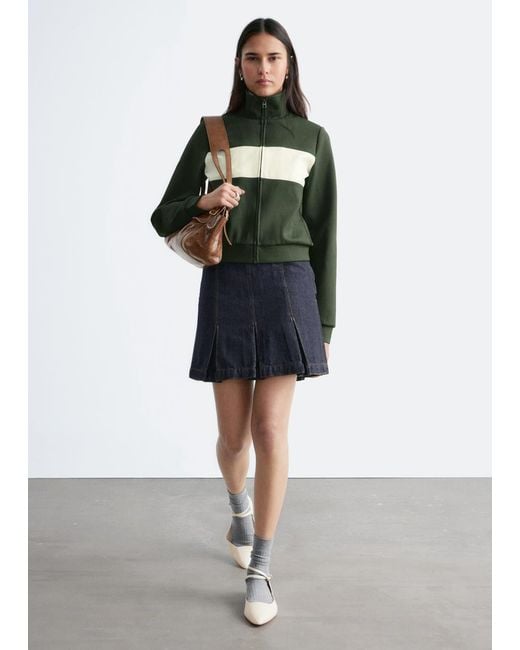 & Other Stories Green Scuba Zip-Up Jacket