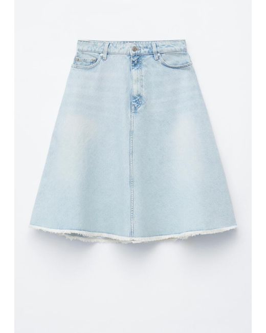 & Other Stories White Raw-Edge Denim Skirt