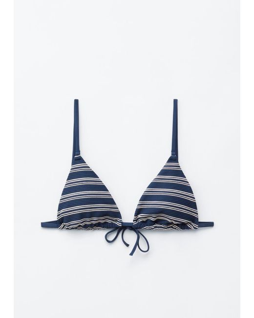 & Other Stories Blue Gathered Triangle Bikini Top