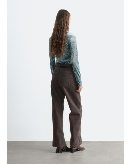 & Other Stories Blue Velvet Mock Neck Top
