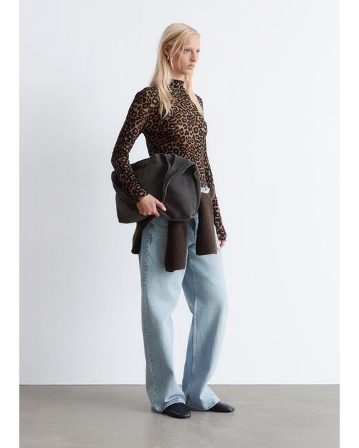 & Other Stories Brown Mock-Neck Top