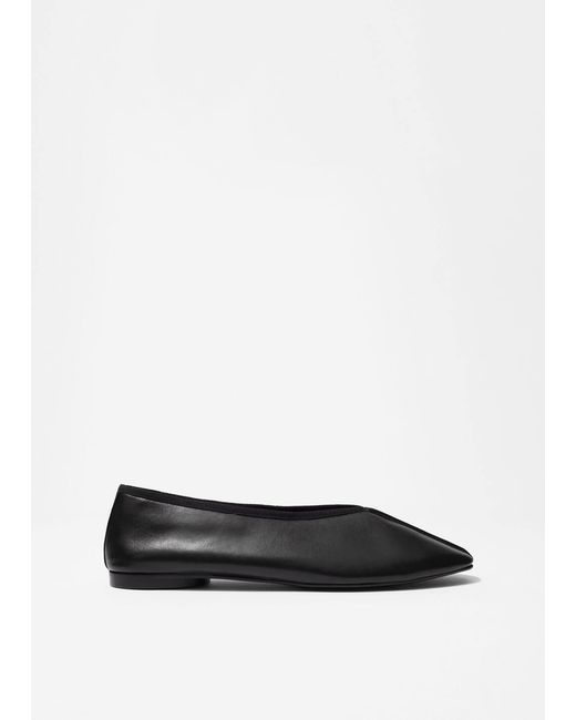 & Other Stories White Almond-Toe Ballerina Flats