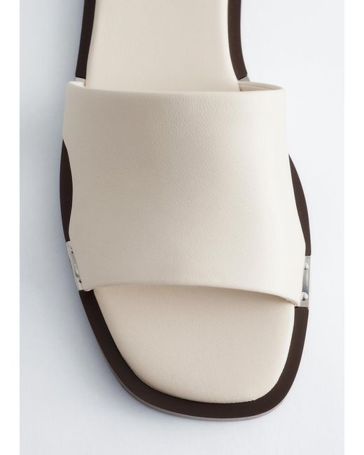 & Other Stories White Metal-Detail Leather Slides
