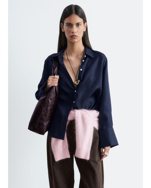 & Other Stories Blue Relaxed Silk Shirt