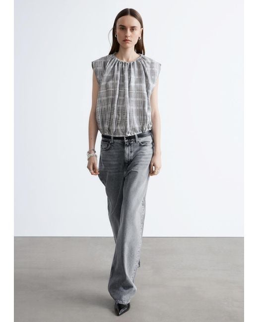 & Other Stories White Drawstring Silk Top