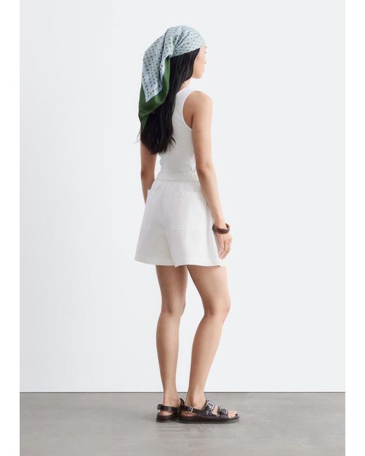 & Other Stories White High-Waist Cotton Shorts