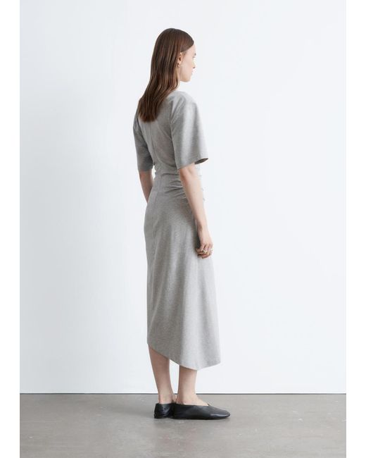 & Other Stories White Asymmetric Midi T-Shirt Dress