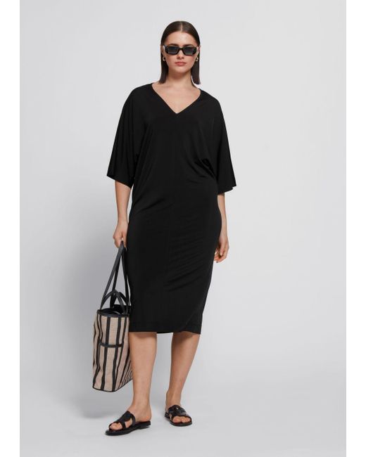 & Other Stories Loose-fit Kimono Sleeve Dress in Black | Lyst