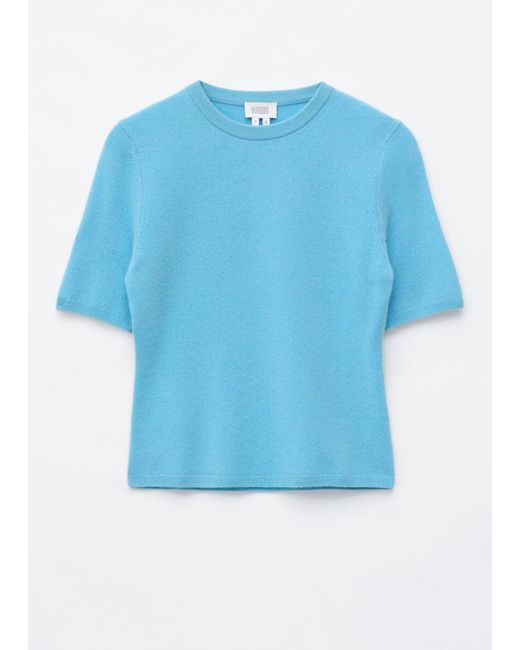 & Other Stories Blue Short-Sleeve Cashmere Top