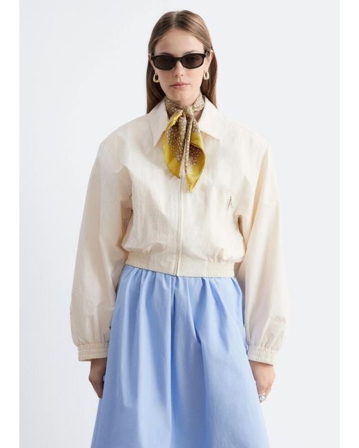 & Other Stories Blue Zip-Front Short Jacket
