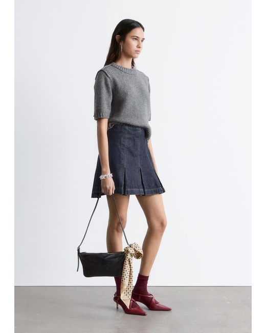 & Other Stories Blue Rib-Knit T-Shirt