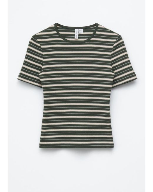& Other Stories Green Ribbed T-Shirt