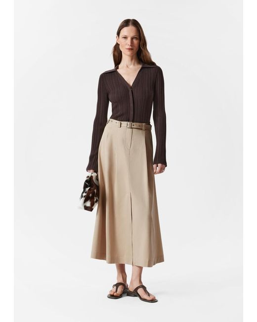 & Other Stories Natural Cargo Midi Skirt