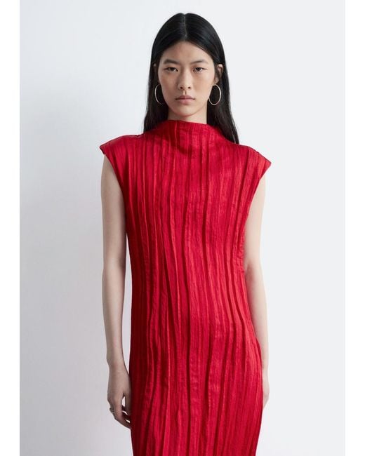 & Other Stories Red Crêpe Midi Dress