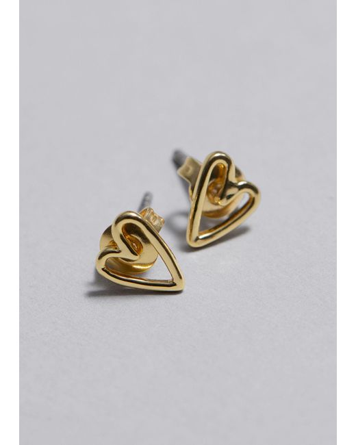 & Other Stories Metallic Heart Stud Earrings