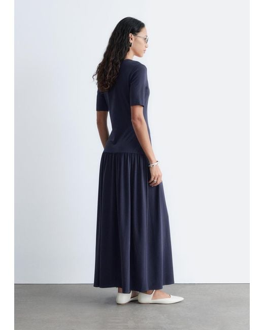 & Other Stories Blue Longline Jersey Maxi Dress
