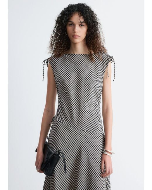 & Other Stories Gray Asymmetric Draped Midi Dress