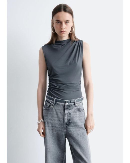 & Other Stories White Draped Jersey Top