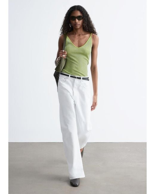& Other Stories Green Rib-Knit Camisole