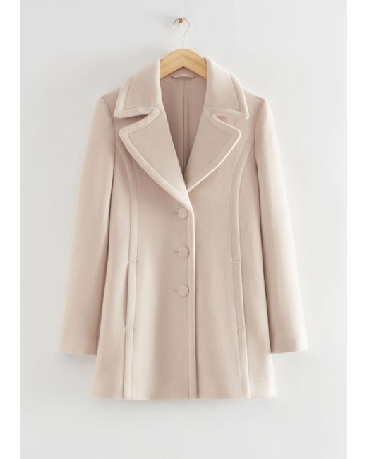 & Other Stories Natural Fitted Mid-length Wool Coat